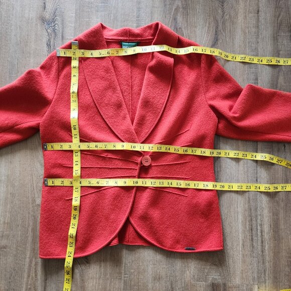 Vintage Geiger Orange Red Boiled Wool Sweater Cardigan Jacket - Picture 7 of 10